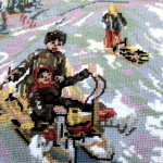 Collection d'art  Vintage Tapestry Canvas, Completed- Sledging (50cm x 40cm)